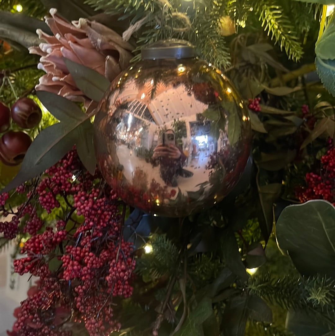 Individual 4'' Mercury Glass Ball Ornaments Copper POS ONLY