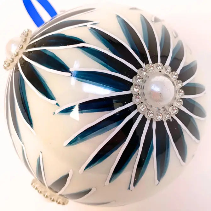 Blue Daisy Pearl Ornament 4” | TG