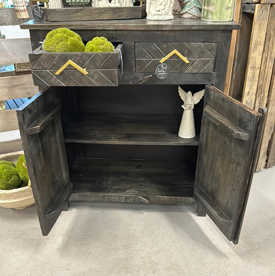 3' x 3.25' Dark Brown Vintage Wood Cabinet | DCF