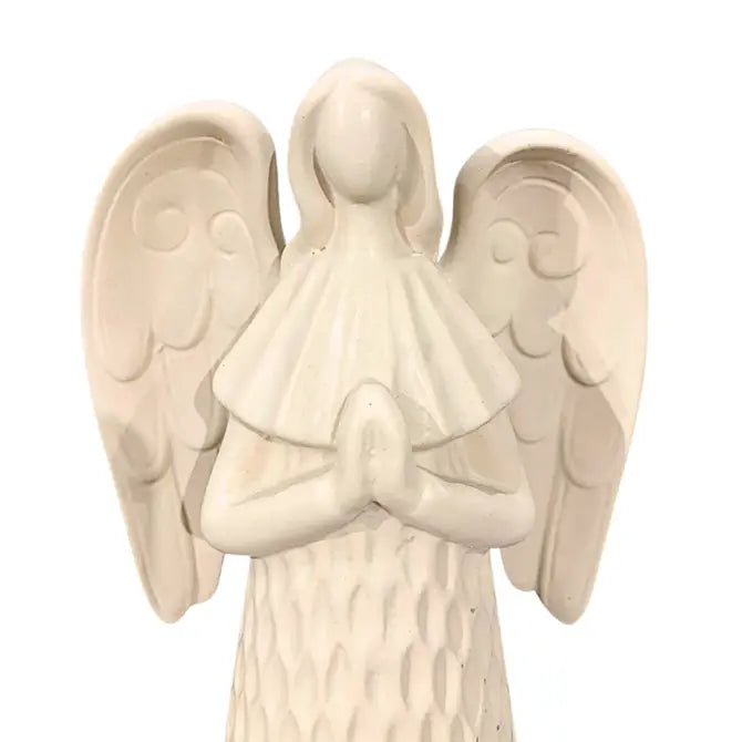 Ceramic Blessing Angel Tabletop Concrete 12" | LC