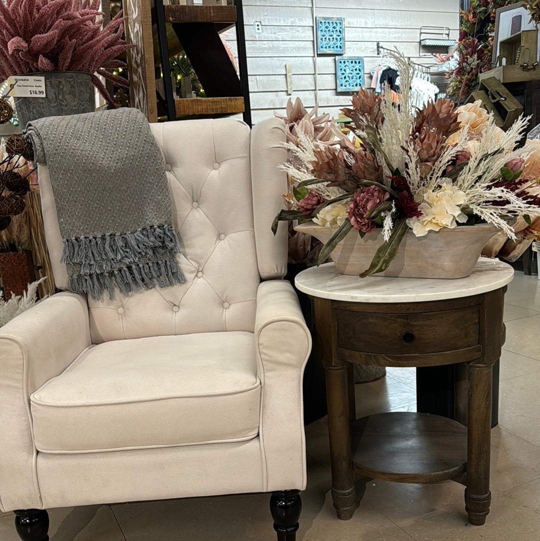 Hampton End Table with White Marble Top | DCF22 (Pick Up Only)
