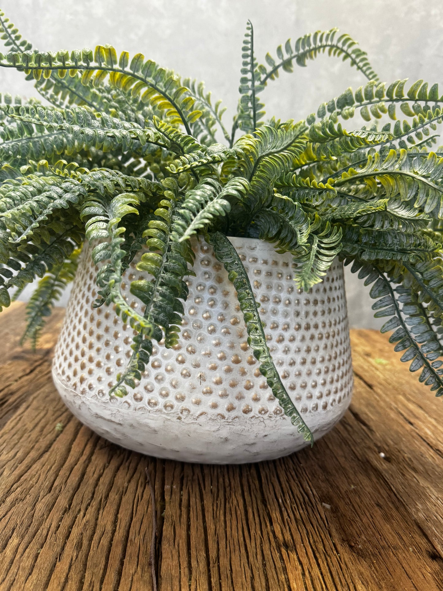 Embossed Dot Metal Planter in White/Gold, Two Sizes, -- Each Sold Separately --