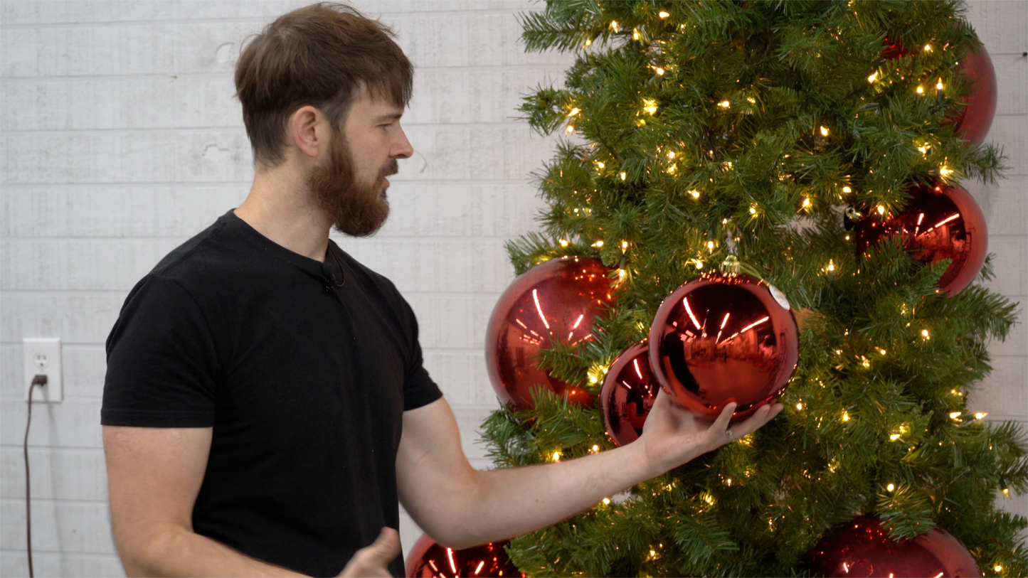 Plastic Mercury Shiny Ball Ornament 8" Red | LC