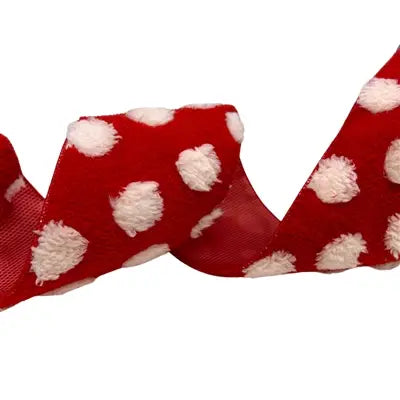 Fuzzy Red with White Dot Ribbon 4” x 10yd | YT