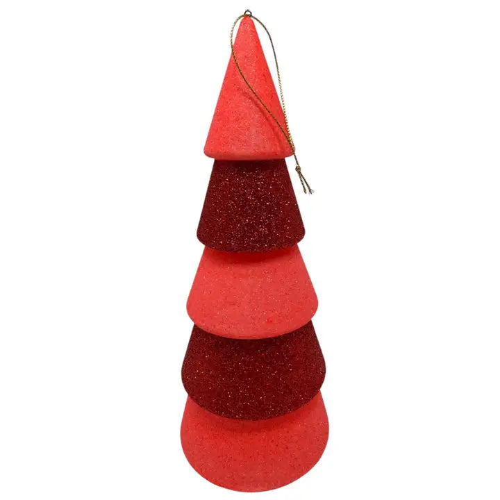 Iridescent Glitter Tree Ornament - Red/Coral 9" | YK