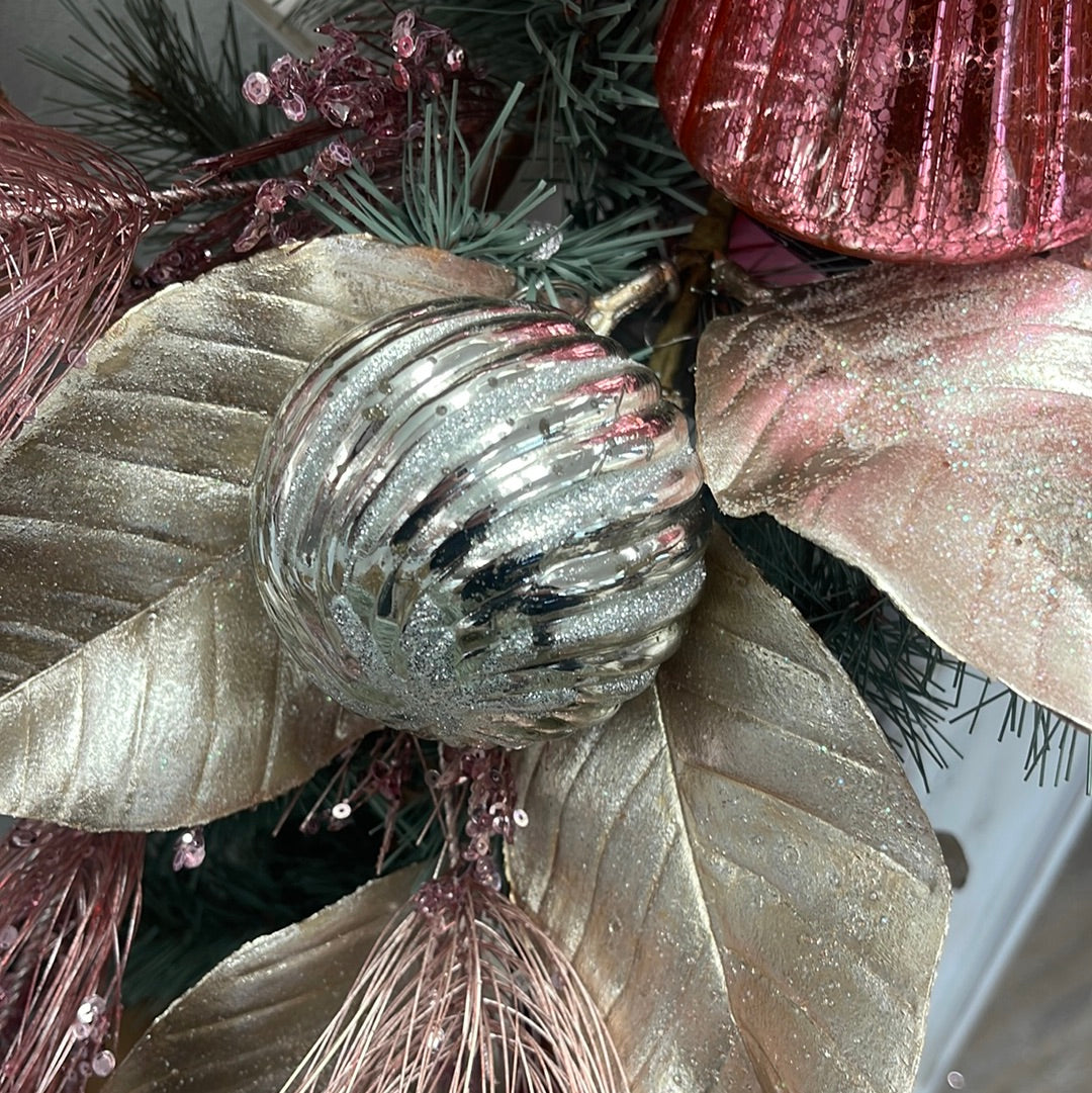 3'' Mercury Glass Ball with Glitter design