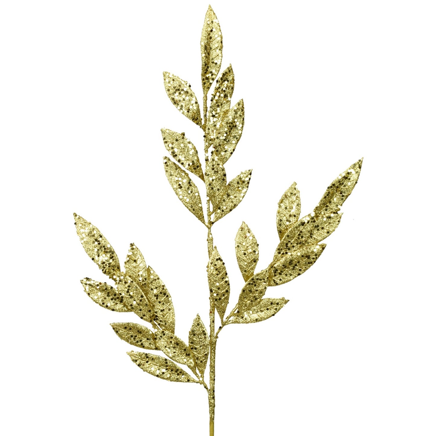 25" Glitter Leaf Spray Gold