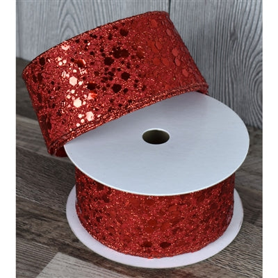 Metallic Red Flakes w/Red backing Ribbon 2.5" x 10yd | YT