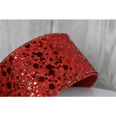 Metallic Red Flakes w/Red backing Ribbon 2.5" x 10yd | YT