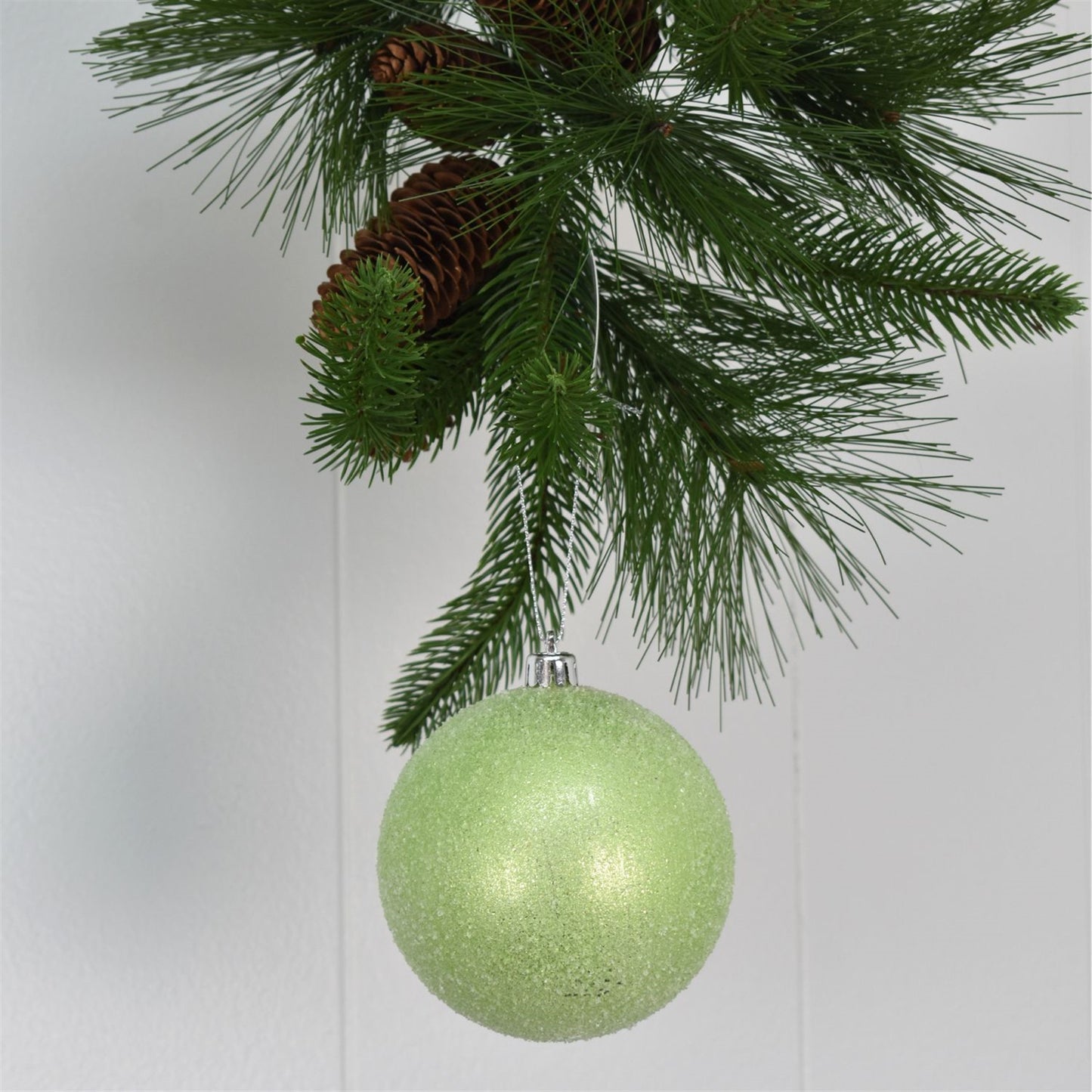 4" Sugar Frosted VP Ball Ornament in Green | XJB