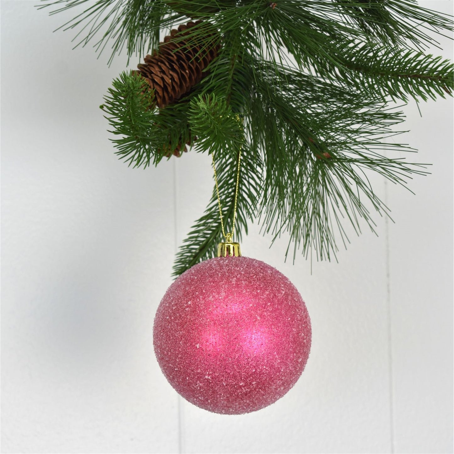 4" Sugar Frosted VP Ball Ornament in Hot Pink | XJB