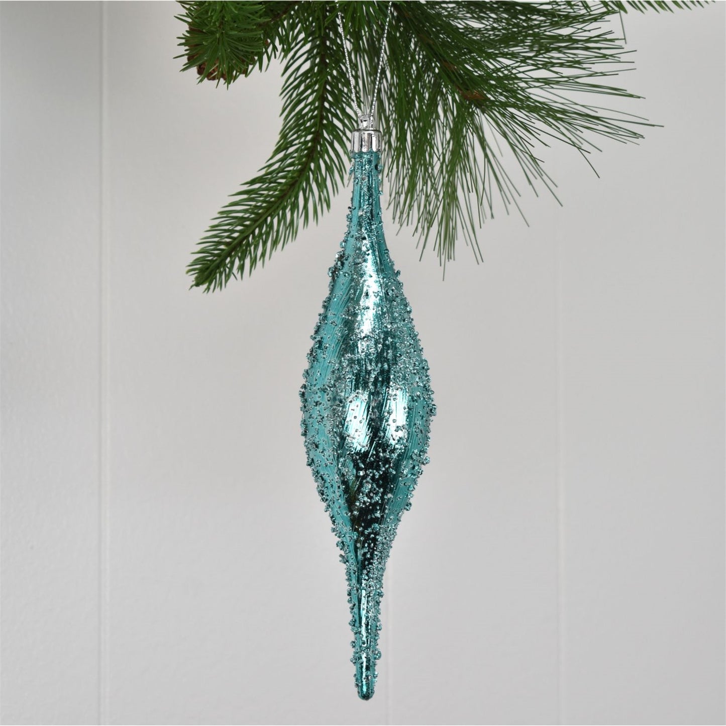 9" Faux Glass Beaded VP Finial Ornament in Light Blue | XJ
