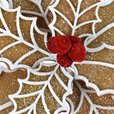 22” Gingerbread Poinsettia Stem with Red Berries - Decorator's