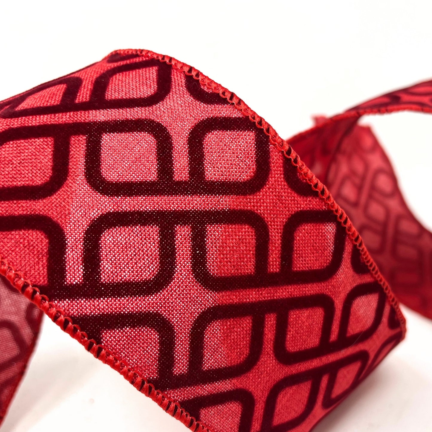 2.5" x 10YD Brick Red with Flocked Geometric Pattern | YT