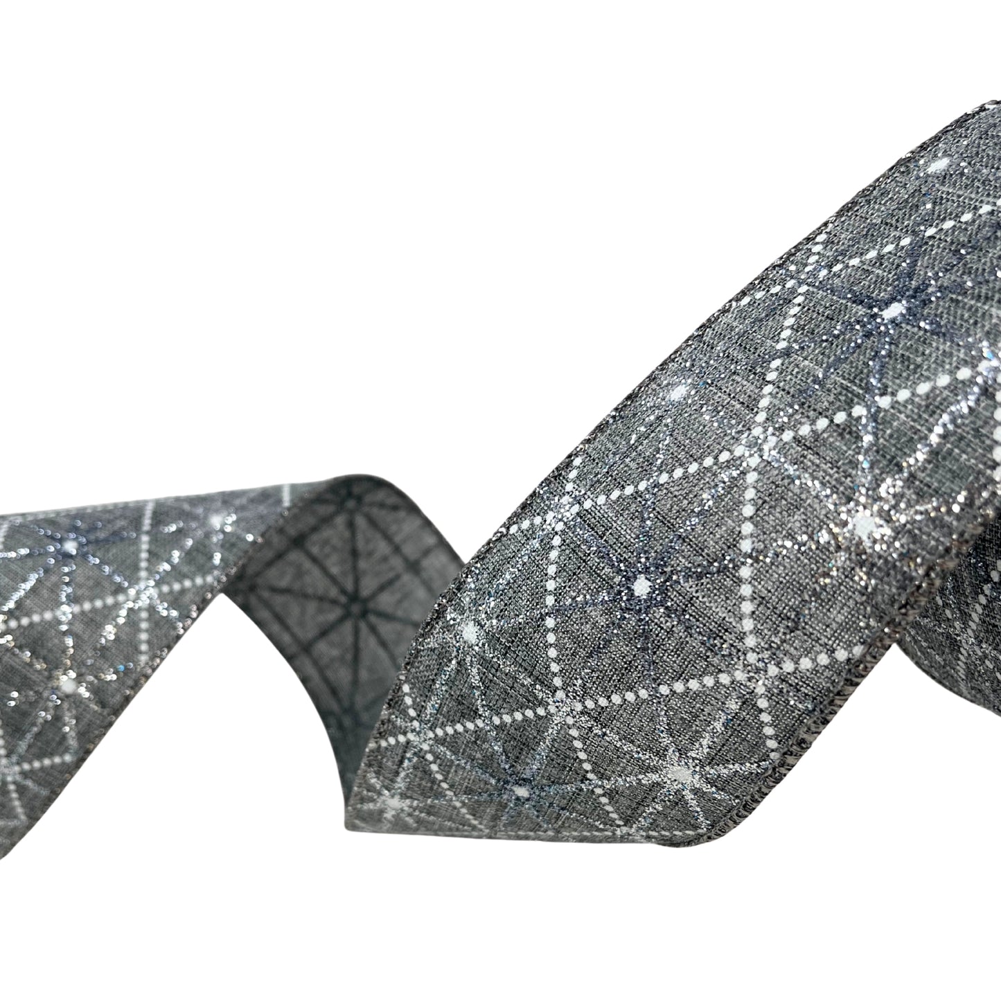 Gray Linen w/ Silver and White Diamond Pattern 2.5x10yd | YT