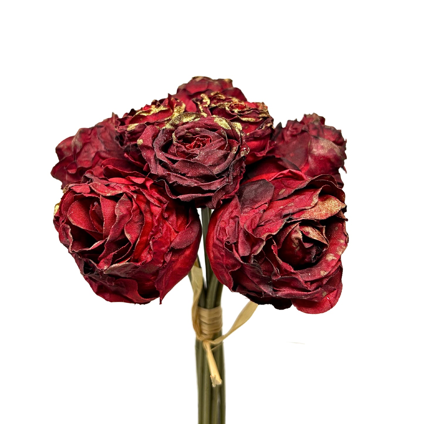 Faux Dried/ Gilded Rose Bundle x 6 in Red 9" | XJ