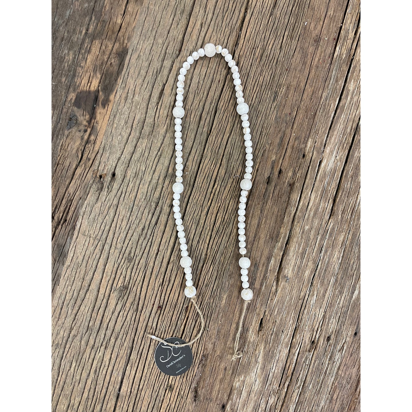 White Washed French Market Wood Bead Garland 34'' | TAC22