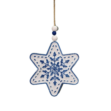 Wooden Snowflake w/ Beaded Hanger 6