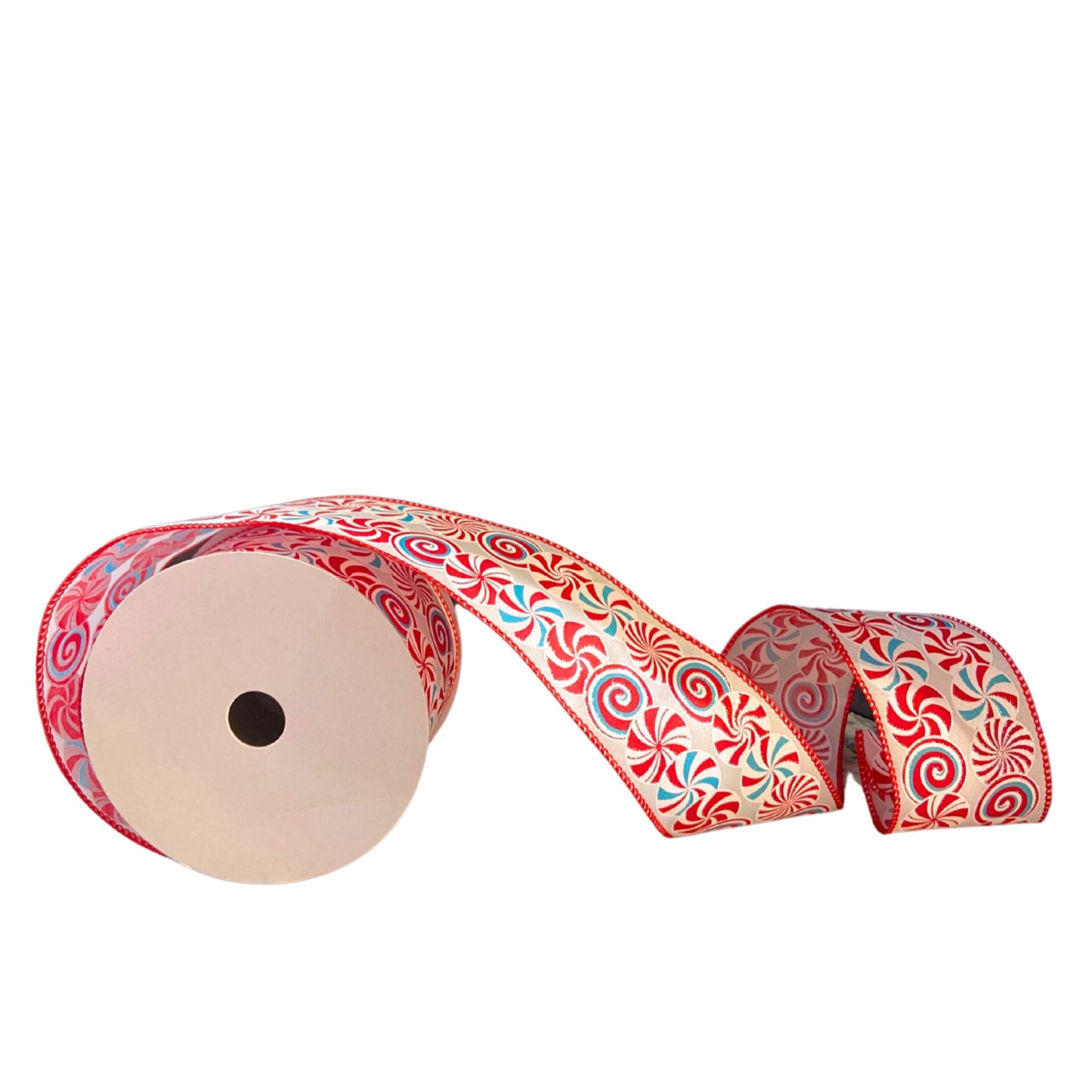 Yum Yum Yum Peppermint Candy Ribbon - White/Red/Aqua 2.5” x 10yd | YT