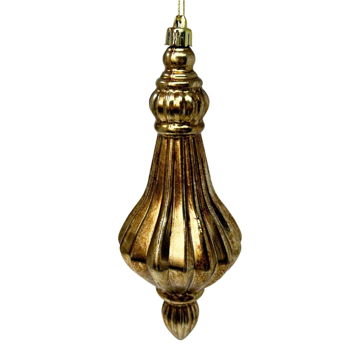 Antique Gold Lined Drop Finial Ornament 8" | XJ