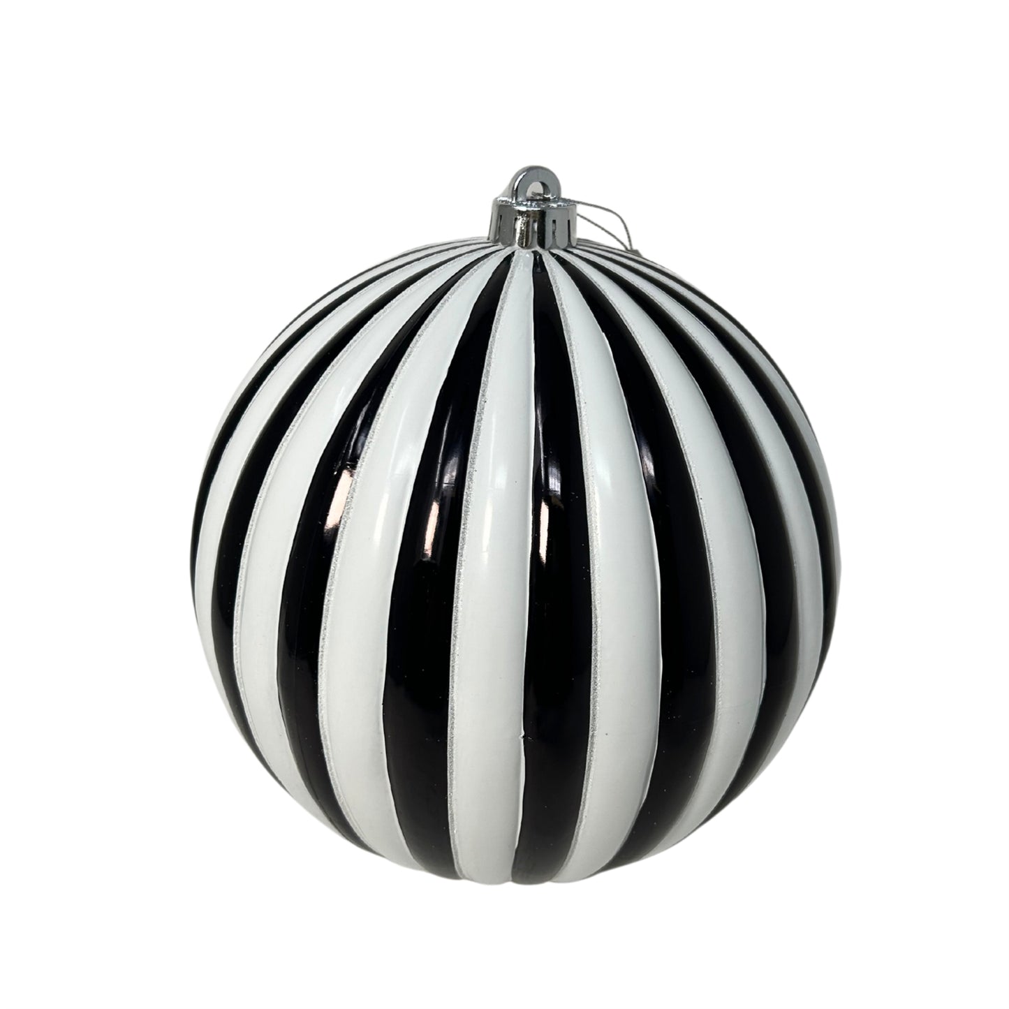 VP Vertical Striped Ball Ornament - Black/White 6" | XJ