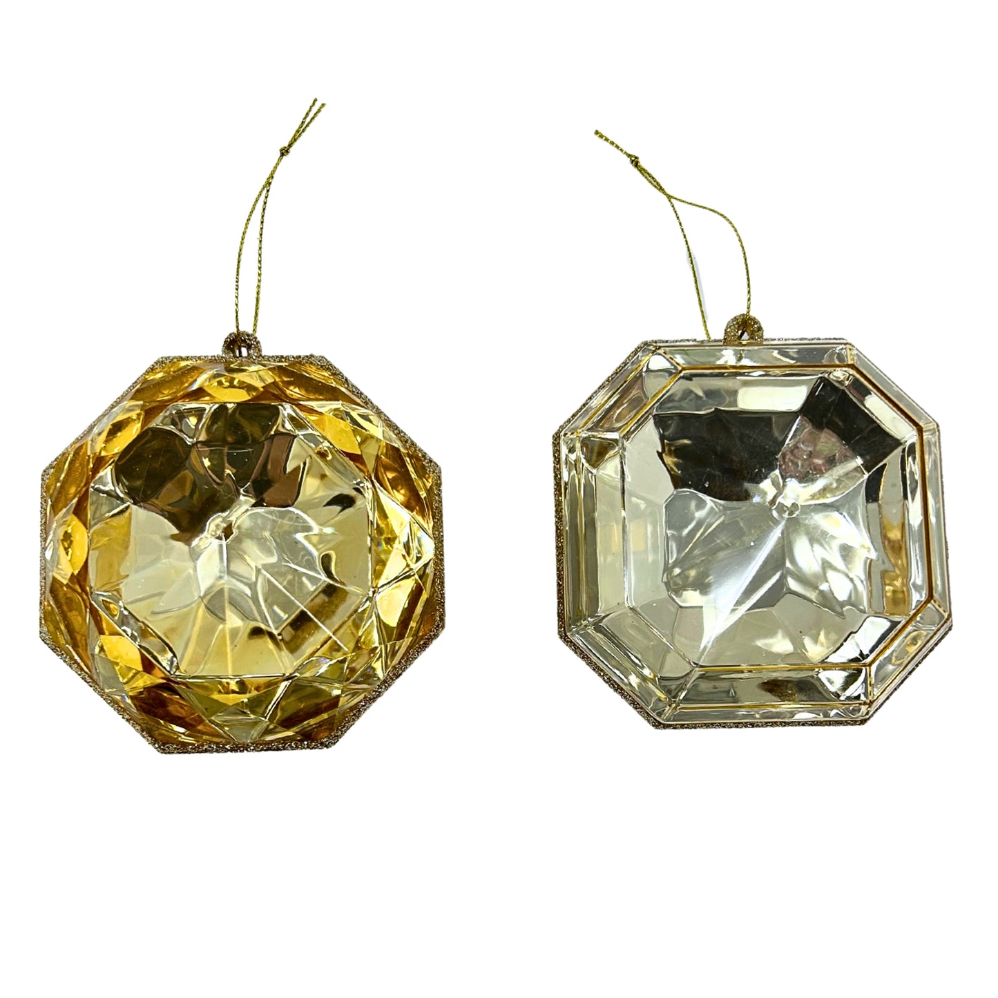 Acrylic Round/Square Precious Gem Ornament (Set of 2) - 4” - Champagne | RO