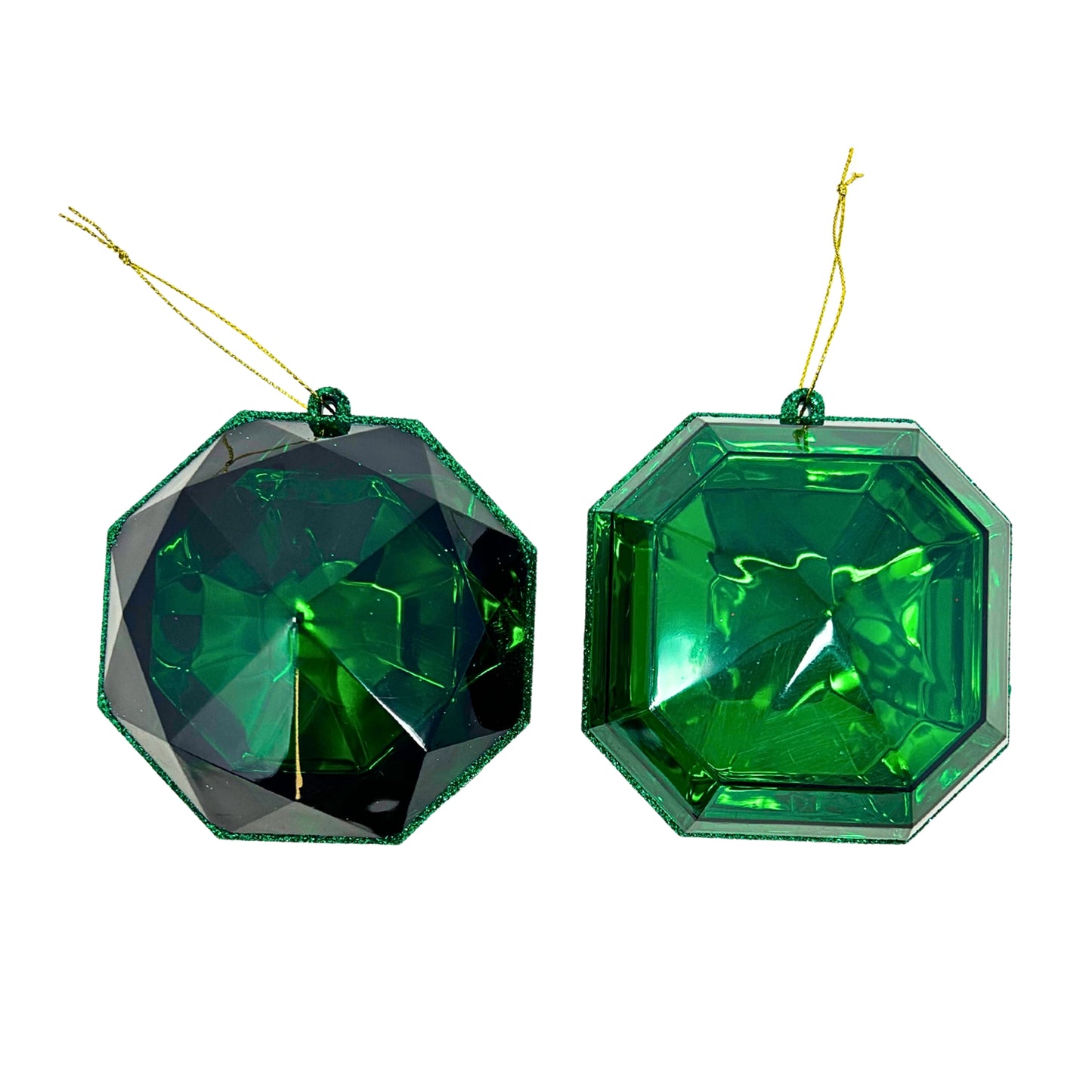 Acrylic Round/Square Precious Gem Ornament (Set of 2) - 4” - Emerald | RO