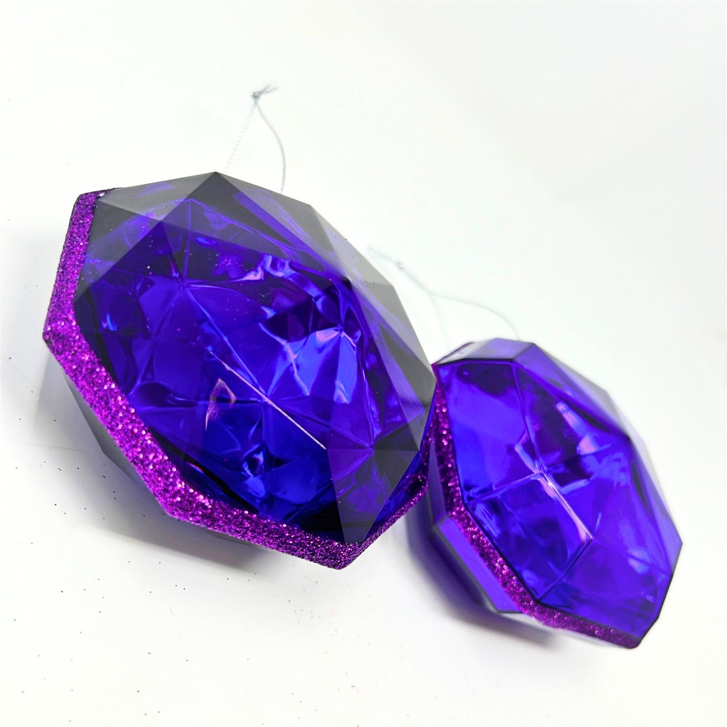 Acrylic Round/Square Precious Gem Ornament (Set of 2) - 4” - Midnight Purple | ACK