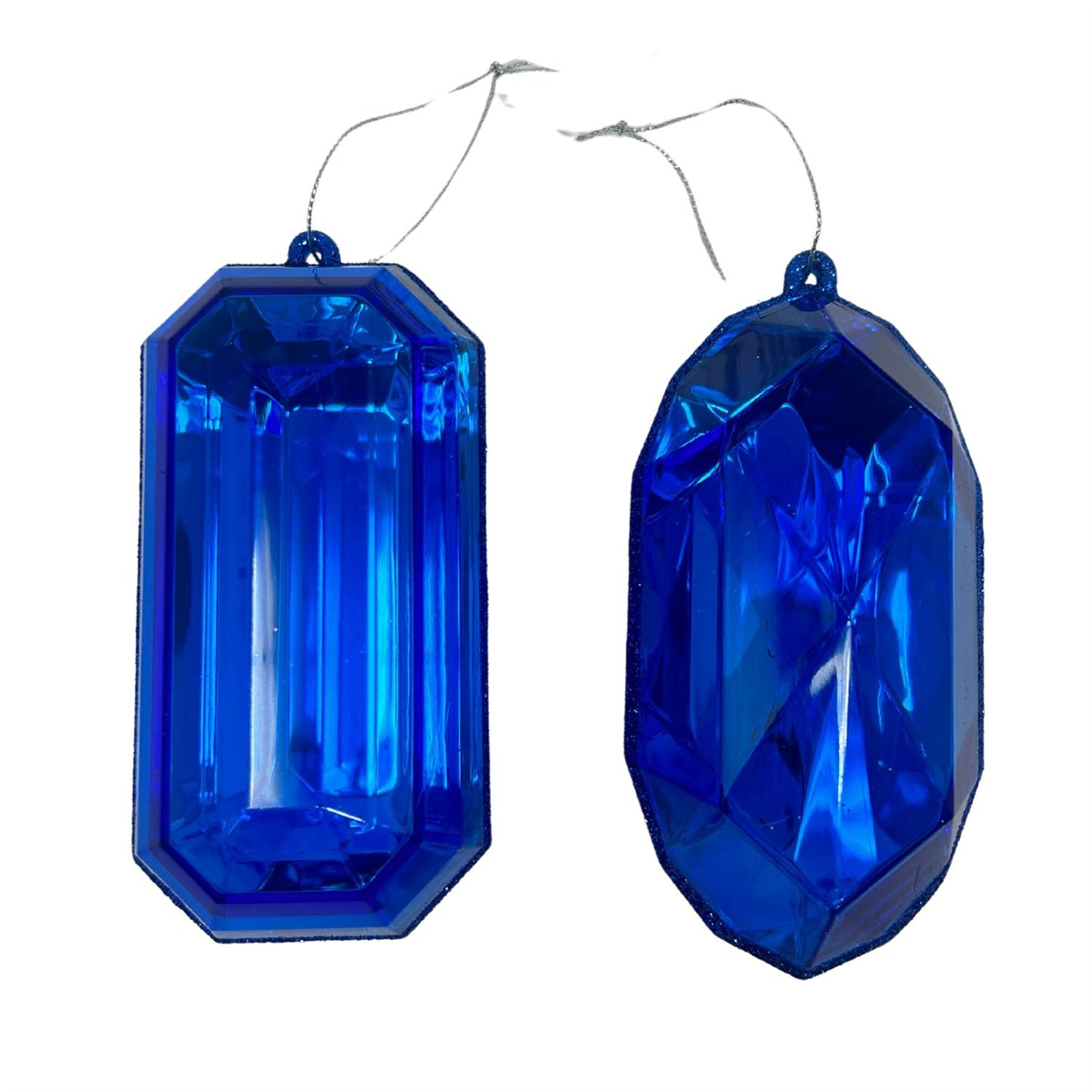 Acrylic Round/Oblong Precious Gem Ornament (Set of 2) - Royal Blue 5” | RO