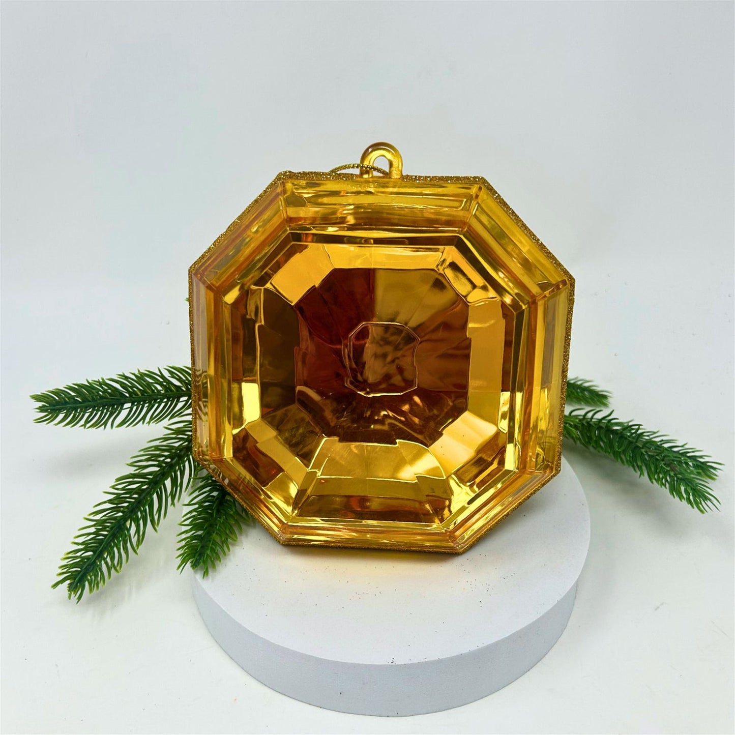 Acrylic Square Precious Gem Ornament - Gold 6” | RO