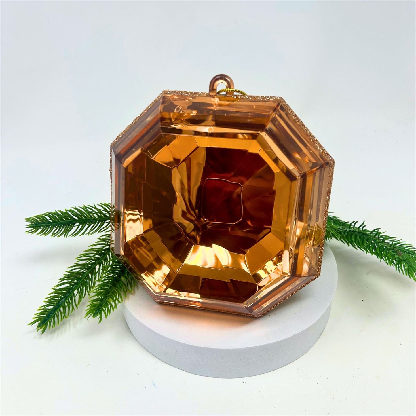 Acrylic Square Precious Gem Ornament - Light Copper 6” | RO