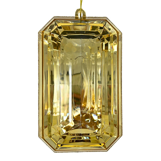 Acrylic Emerald Cut Precious Gem Ornament 9” - Champagne | RO