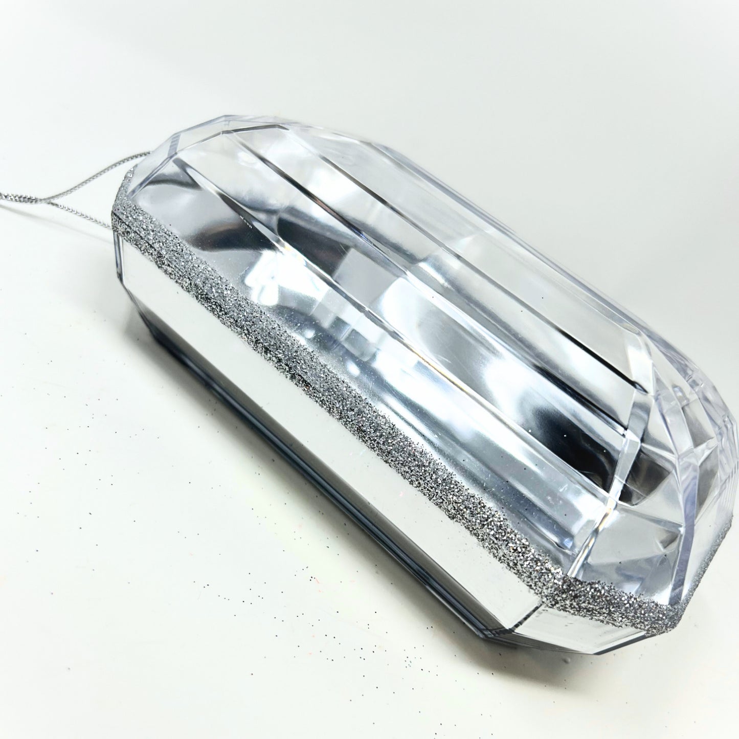 Acrylic Emerald Cut Precious Gem Ornament 8” - Clear/Iridescent | ACK