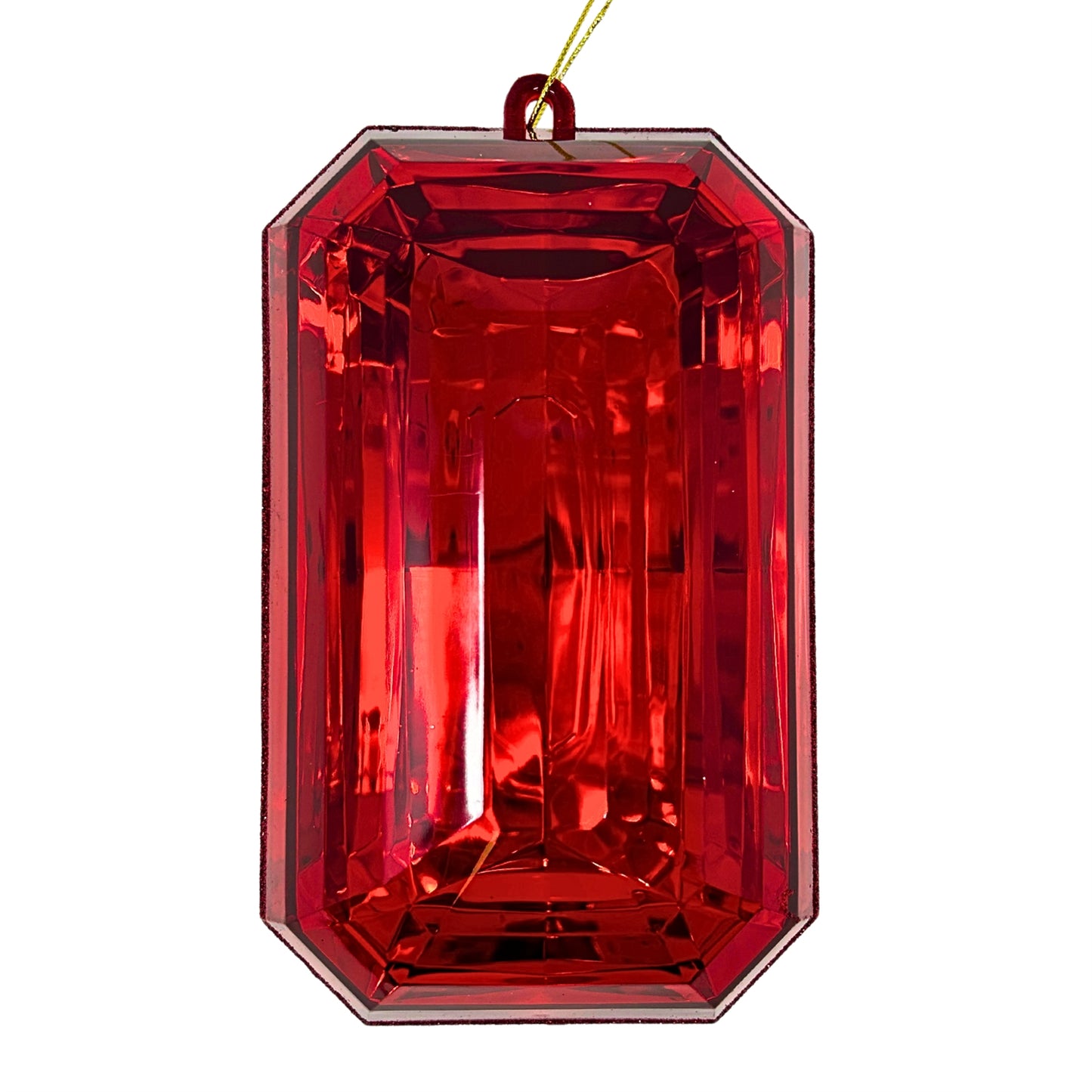 Acrylic Emerald Cut Precious Gem Ornament 9” - Red | RO
