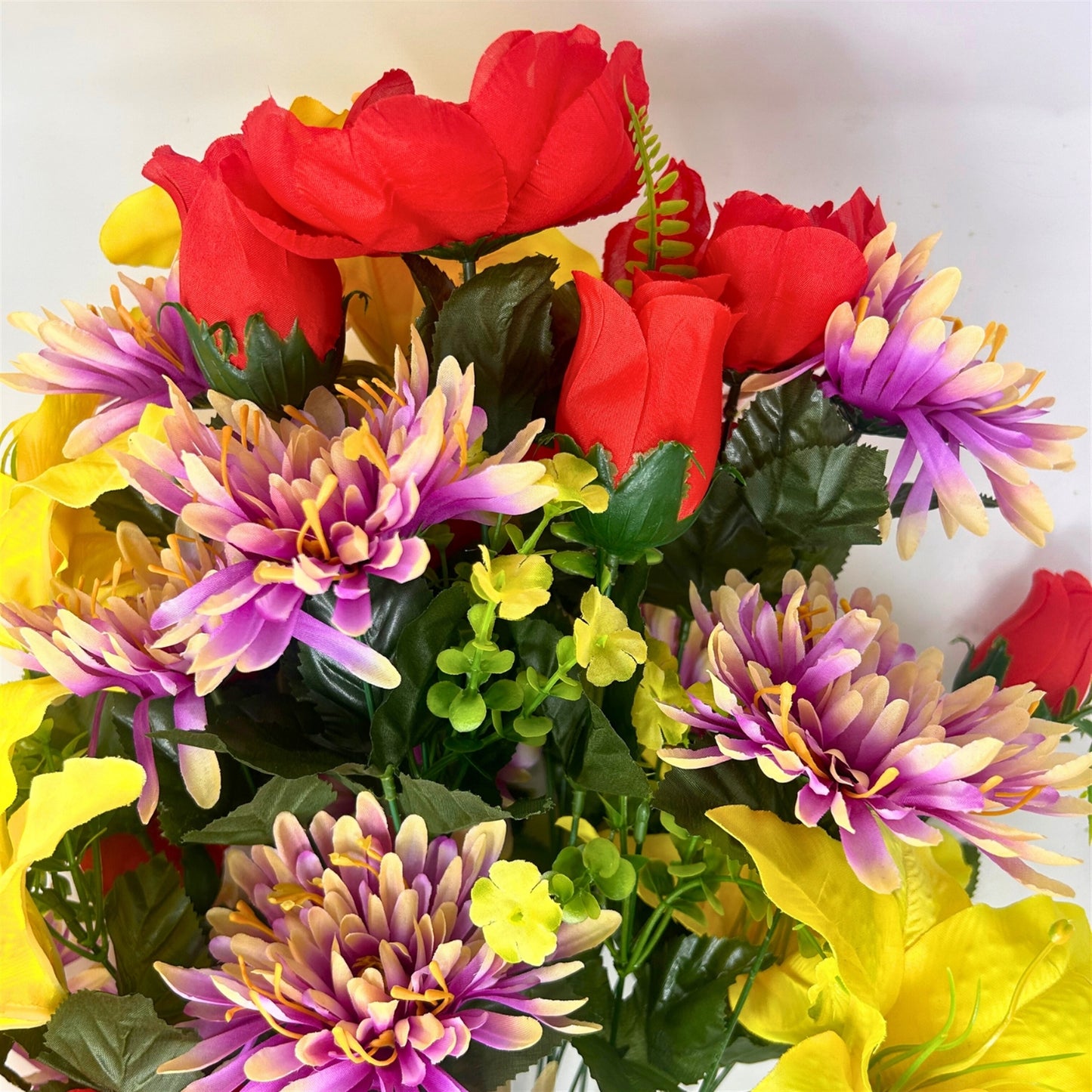 Peony/Lily/Mum Bush x36 - Red/Yellow/Purple 25" | CZE