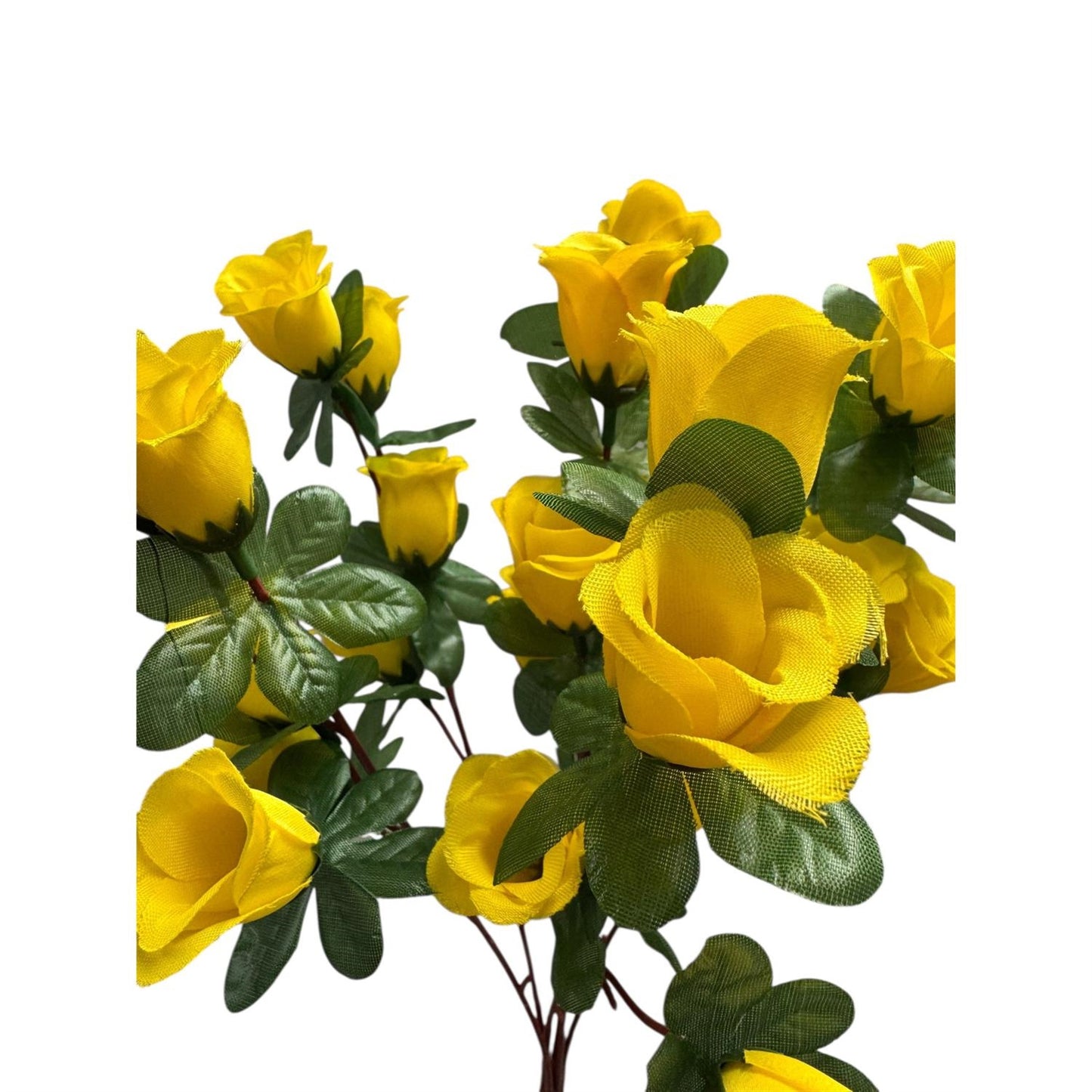 Mini Rose Bud Bush x6 w/ 24 Heads - Yellow - 16" | GTE