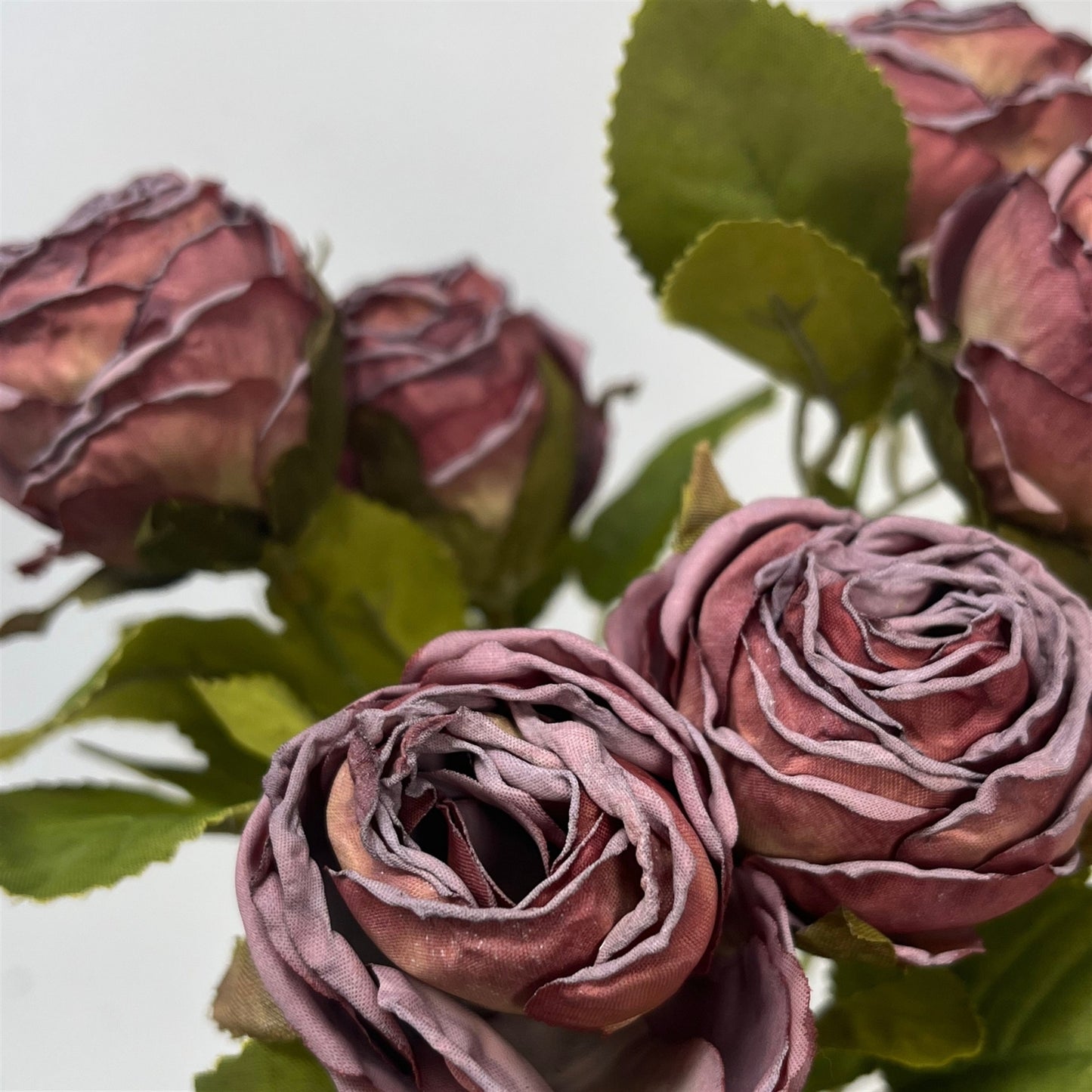 Mini Faux Dried Rose Bush x6 - 12" - Dried Purple | GT