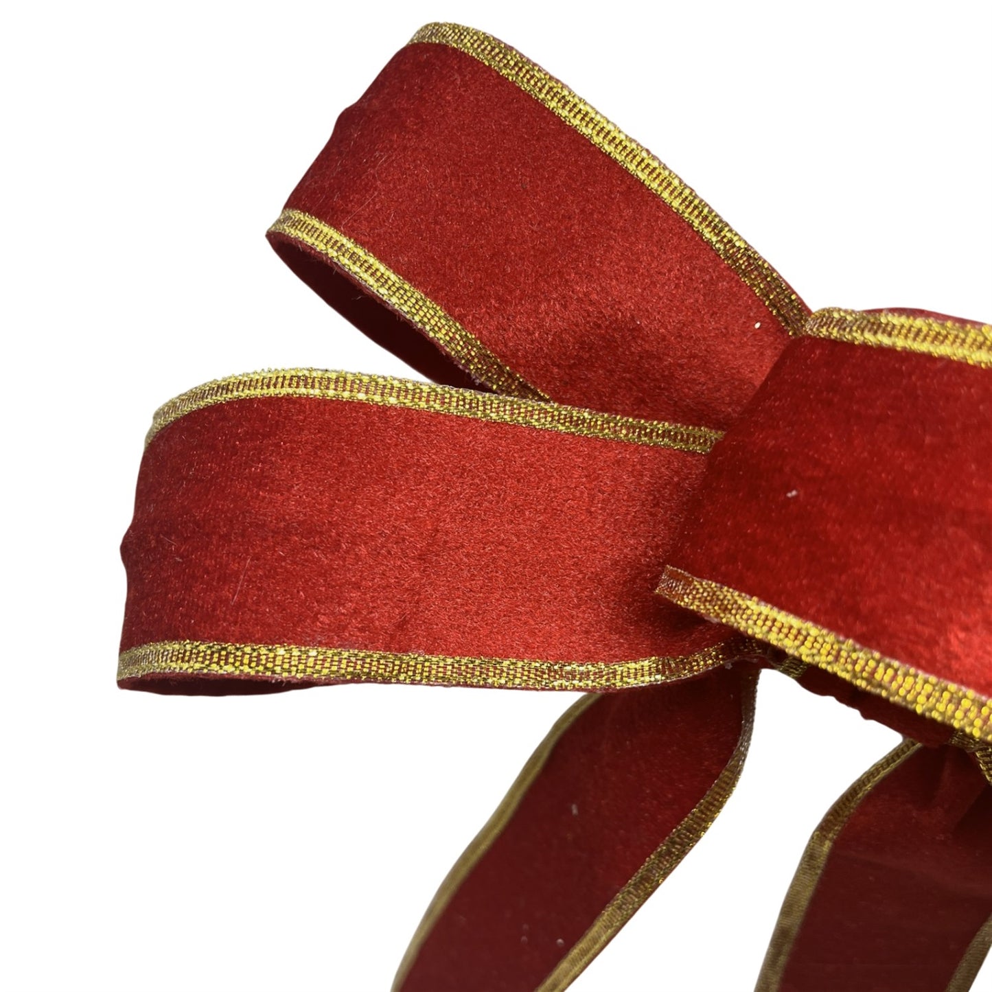Red Velvet bow/ w/ Gold Edge and Heavy Wire 15" x10" |