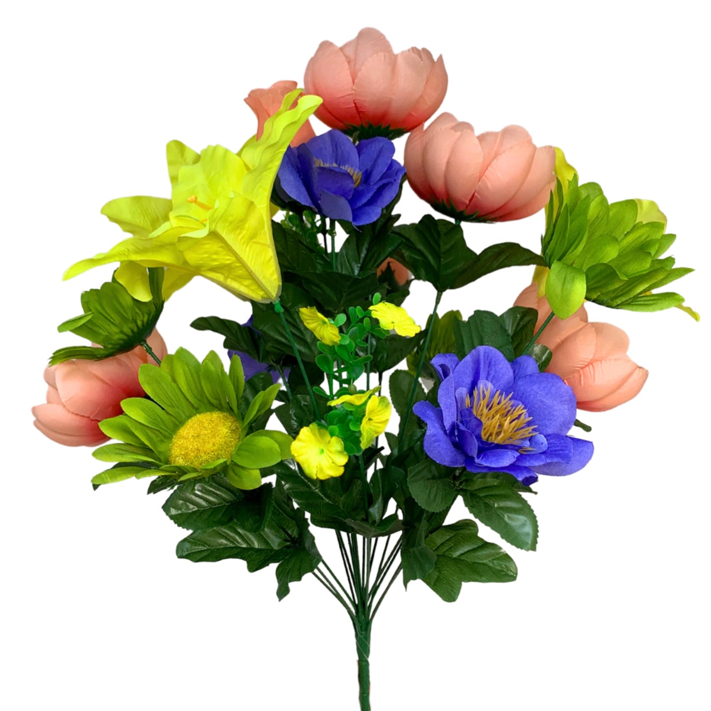 Lily / Rose / Lily / Cornflower Mixed Bush x 18 - CL/GN/BL/YL 20" | CZE