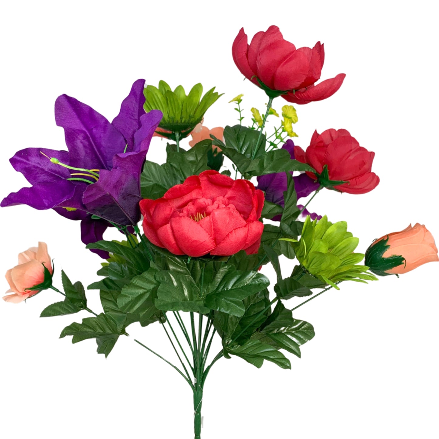 Lily / Rose / Lily / Cornflower Mixed Bush x 18 - PK/PU/GN/CL 20" | CZE