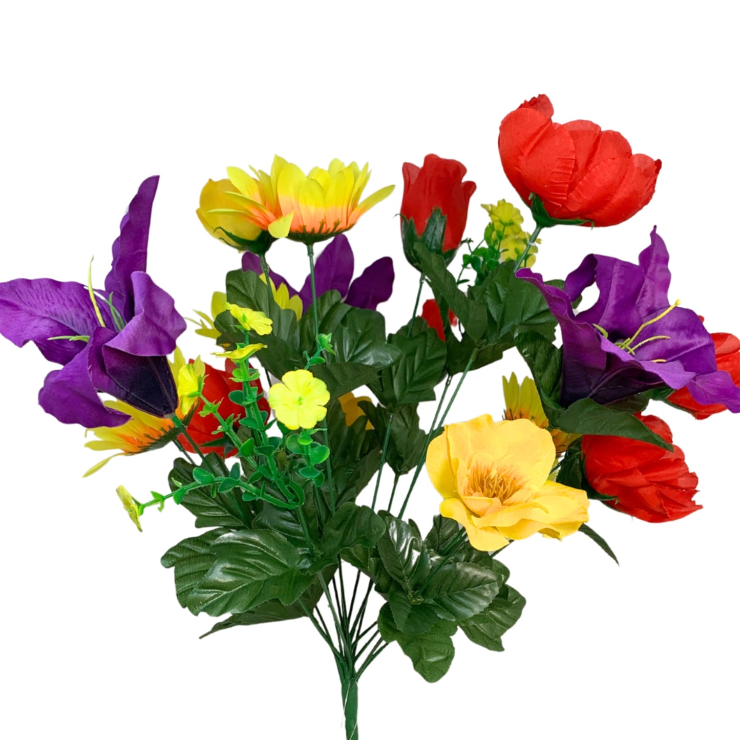 Lily / Rose / Lily / Cornflower Mixed Bush x 18 - RD/YL/PU 20" | CZE
