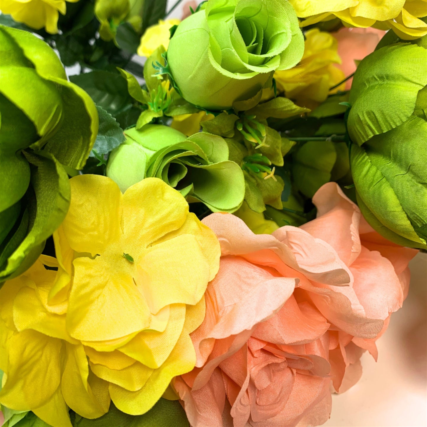Rose / Peony / Hydrangea Mixed Bush 25" - Salmon/Yellow/Green x36 | CZE