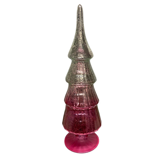 3.75''X3.75''X12.3'' Glass Pink & SilverFinial | LC