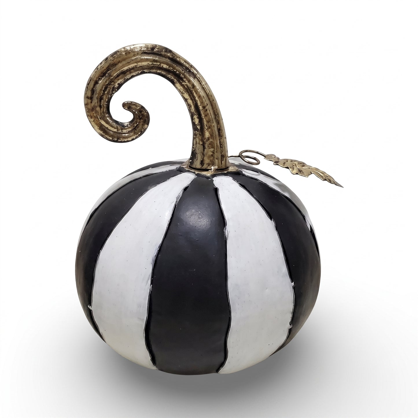 Metal Cut Out Pumpkin Lantern 14.25" Black/White | FH