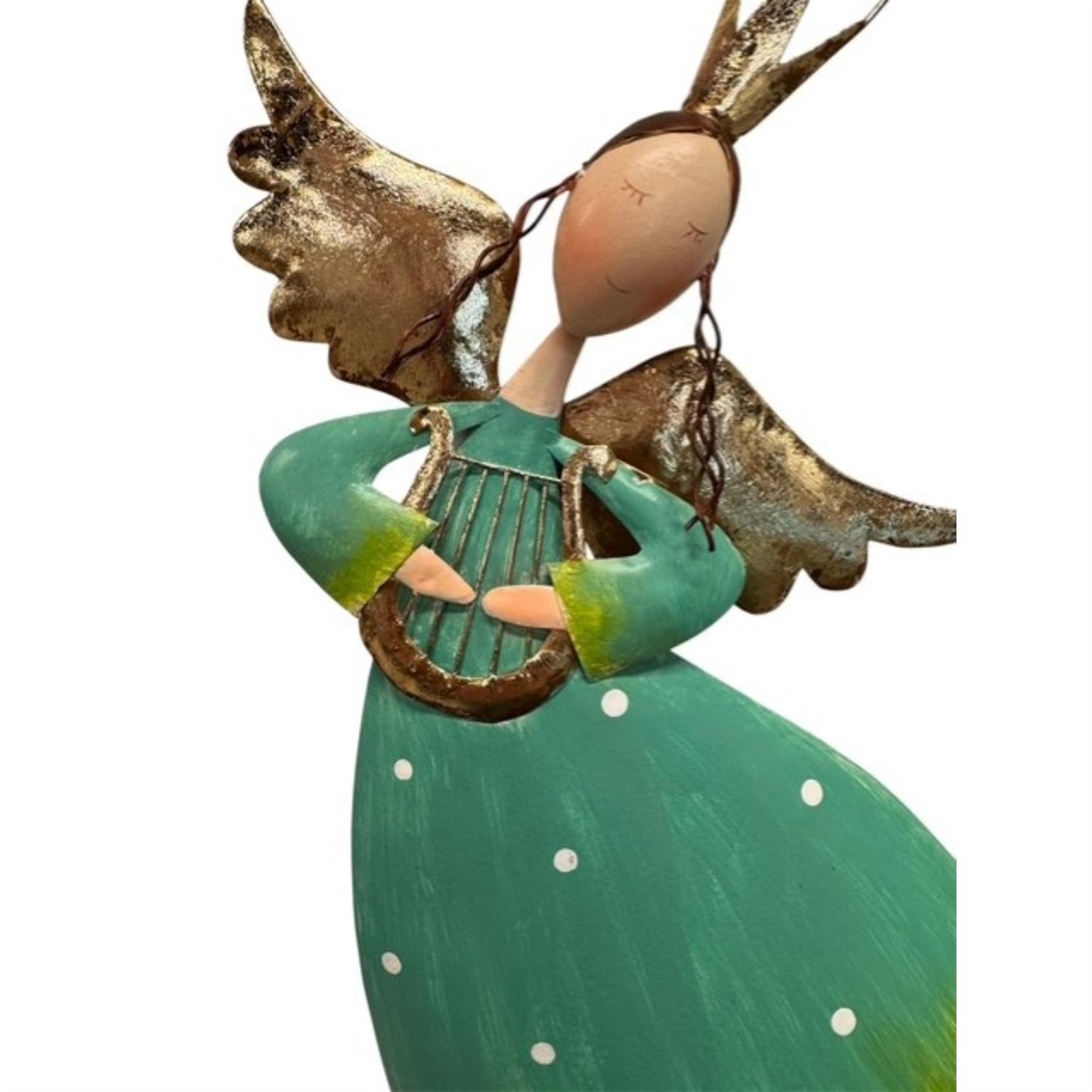 Metal Standing Whimsical Angel w/ Harp 22.5" | FH