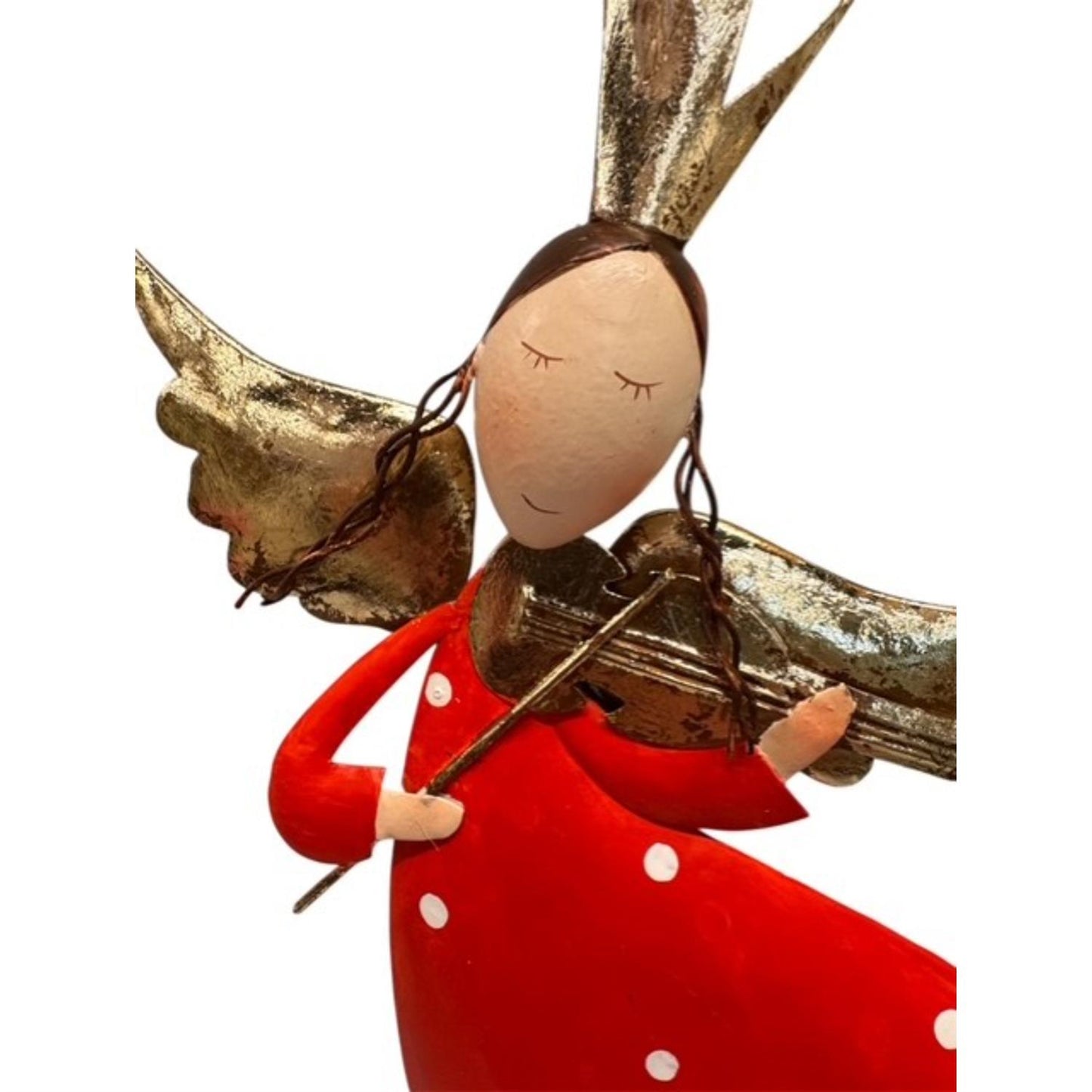 Whimsy Hanging Metal Angel Ornament w/ Violin 15" | FH