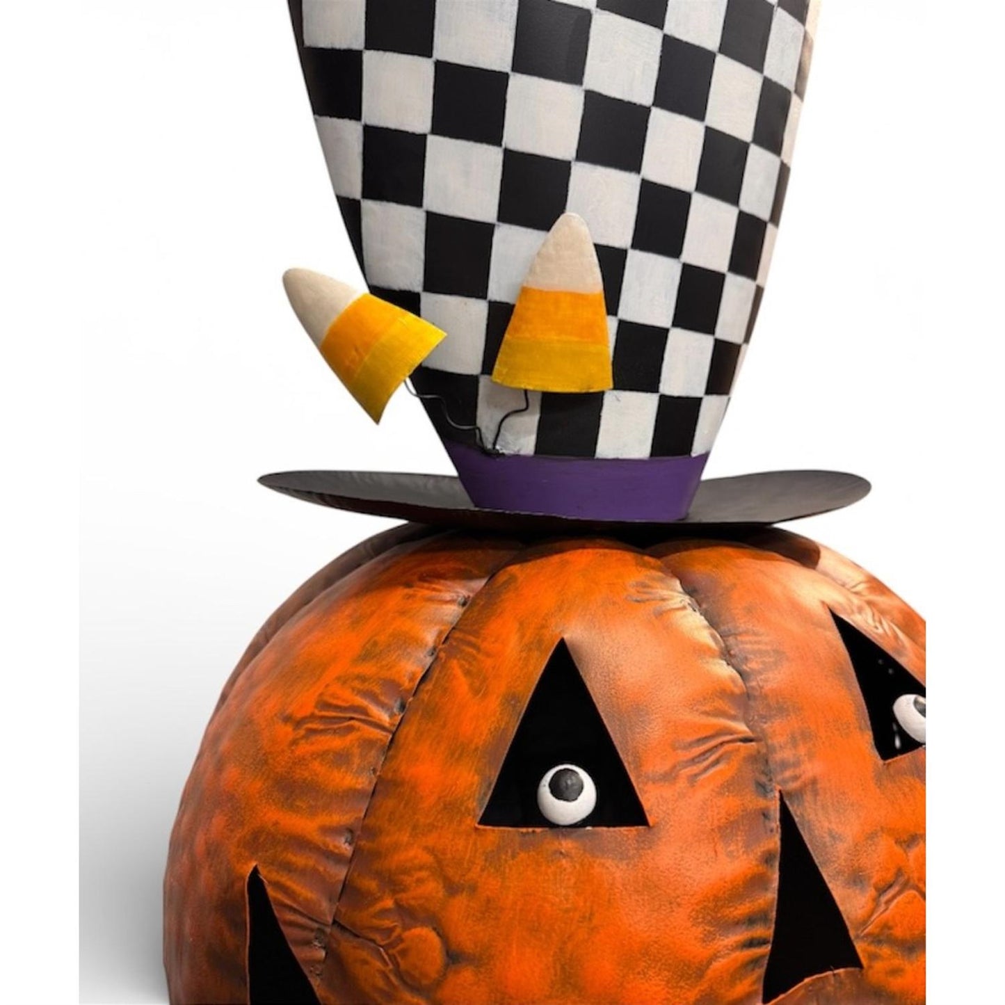 Metal Crazy Halloween Pumpkin w/ Planter Hat and Mouth Ready For Candy 28.75" | FH