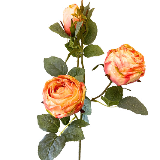Garden Rose Spray X 3 Coral/Yellow | YSE