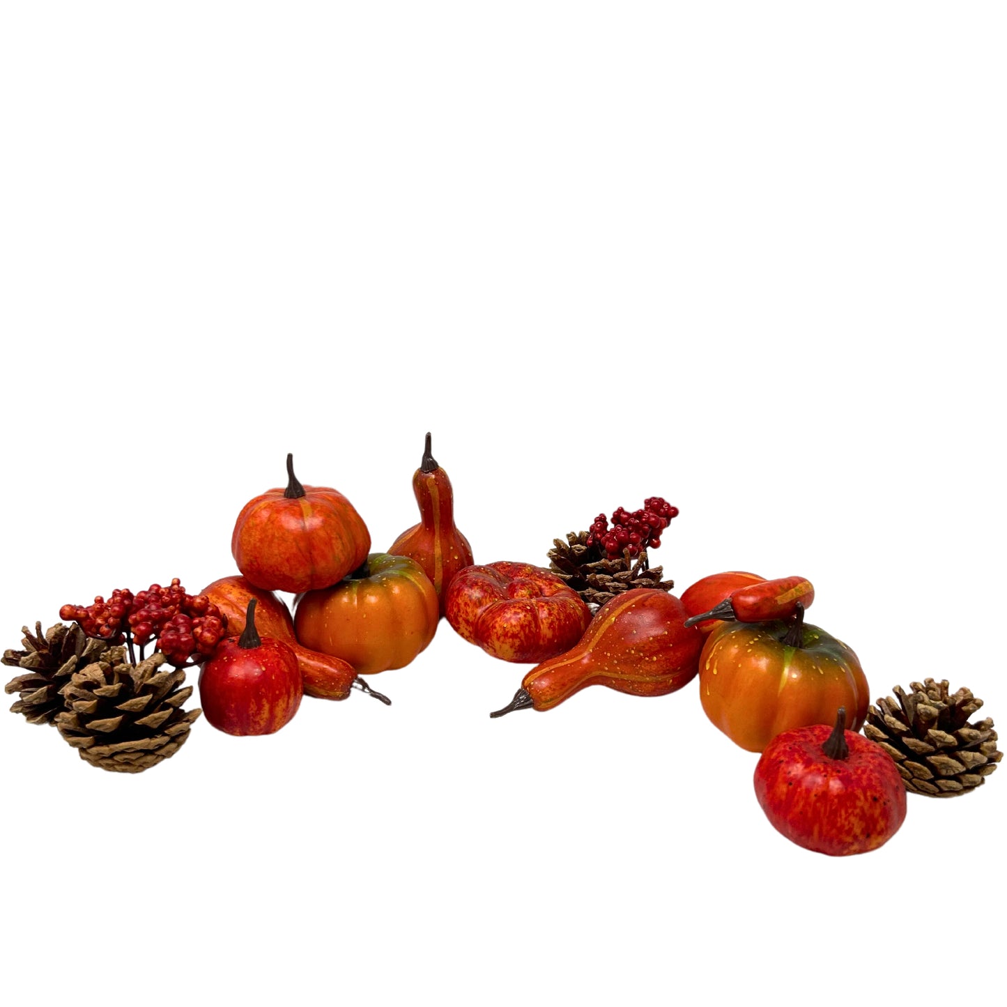 Sunset Orange Artificial Pumpkins and Pinecones | KS