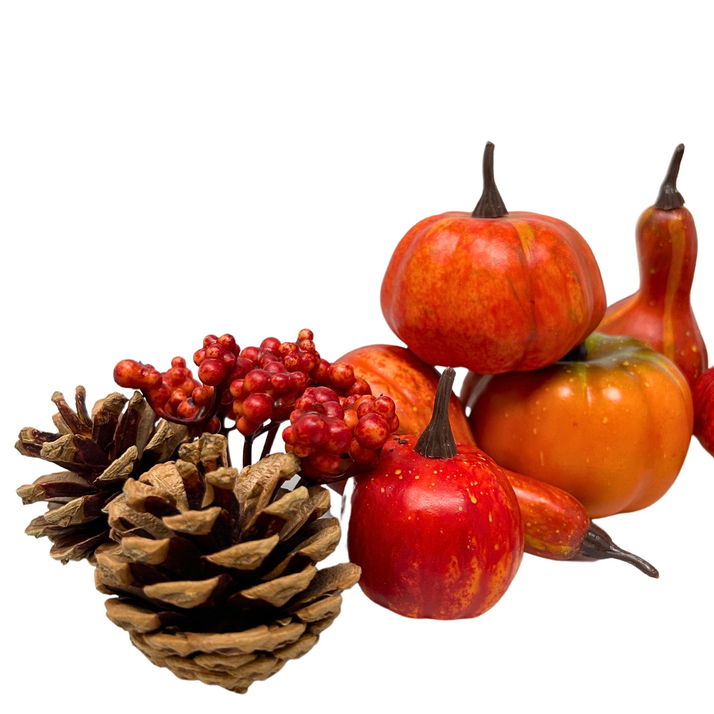 Sunset Orange Artificial Pumpkins and Pinecones | KS